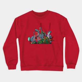 Velociraptor Dinosaur Christmas Decoration Demolition Crewneck Sweatshirt